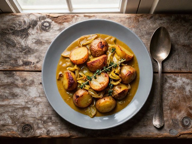 Pommes de Terre et Chou Rôti au Lait de Coco et Curry Doux