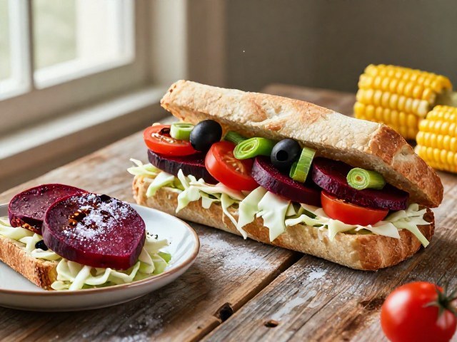 Sandwich Méditerranéen aux Betteraves et Poireaux