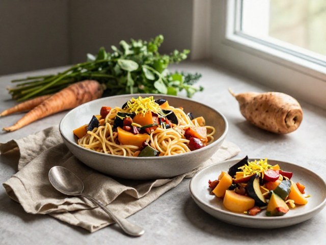 Mélange de Pâtes et Légumes Végétalien