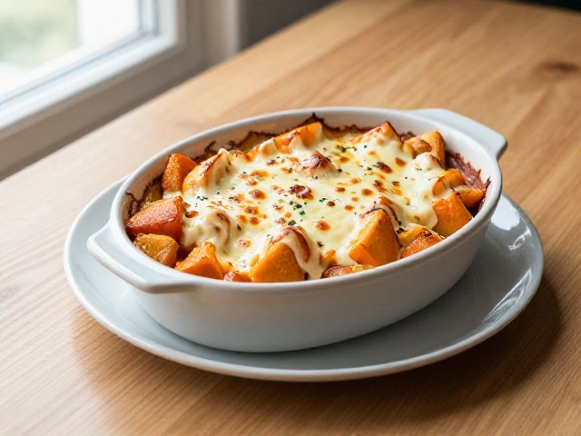 Gratin de courge butternut et pomme de terre au fromage de chèvre