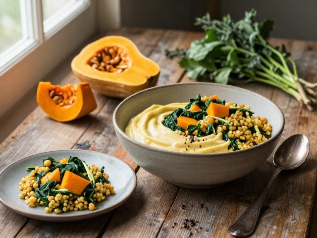 Boulgour aux Courge Butternut et Épinards Simples