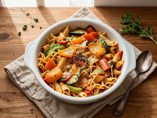 Gratin de Pâtes aux Légumes et Épices Douces