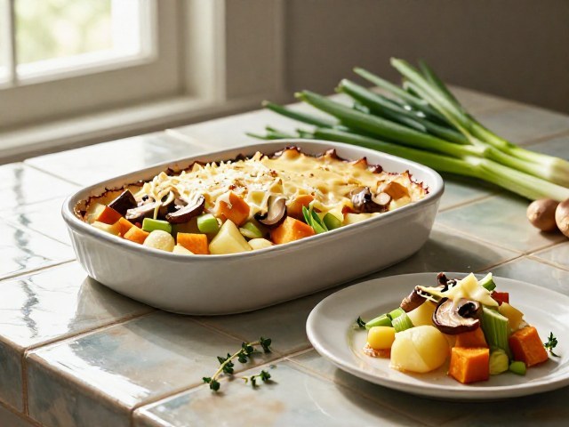 Gratin de Pommes de Terre, Poireaux et Courge Butternut