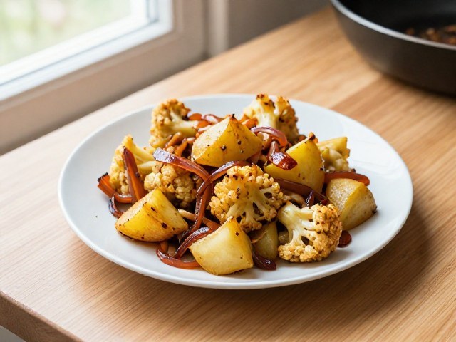 Poêlée de chou-fleur et dés de pomme de terre