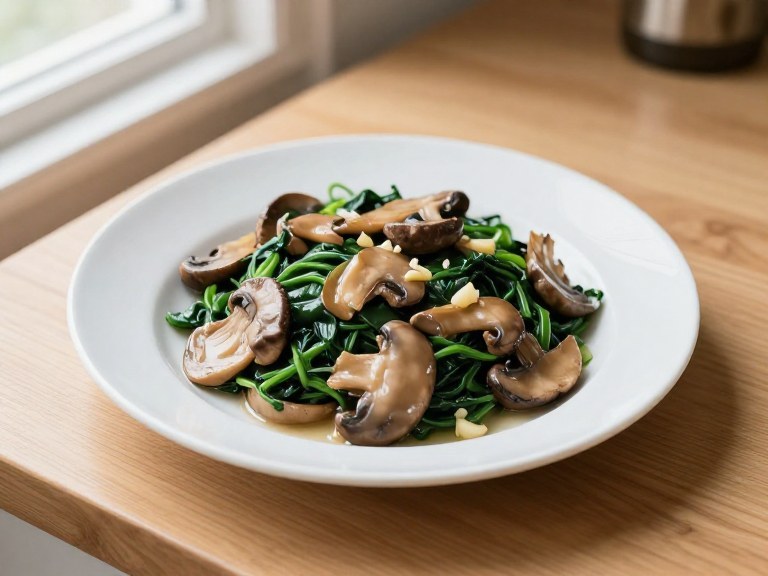 Sauté de champignons et épinards à l'ail