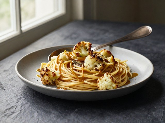 Pâtes Rustiques au Chou-Fleur Rôti et Vinaigrette à l'Érable et au Comino