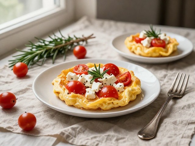 Mini-Omelette Gourmande aux Tomates et Feta, style Méditerranéen