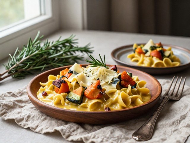 Curry Doux de Pâtes aux Légumes et Parmesan