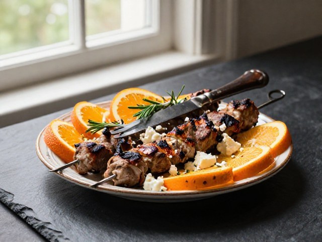 Brochettes Méditerranéennes Fraîches de Porc et de Veau au Citron et à la Menthe