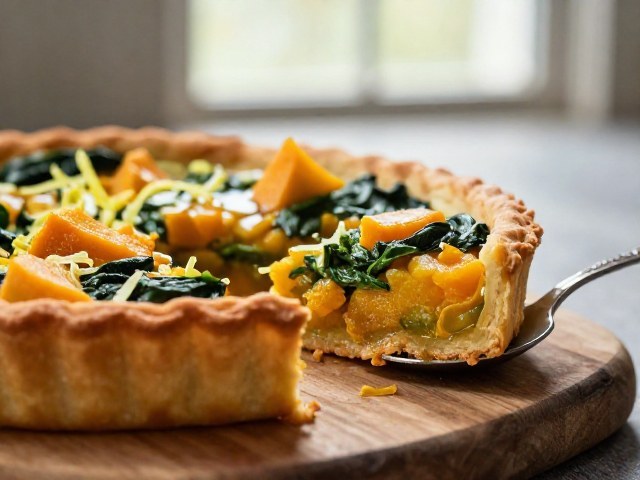 Quiche Végétale Douce aux Courge Butternut et Épinards
