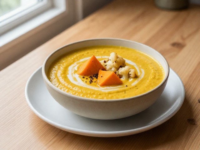 Soupe crémeuse de potimarron et chou-fleur au curry