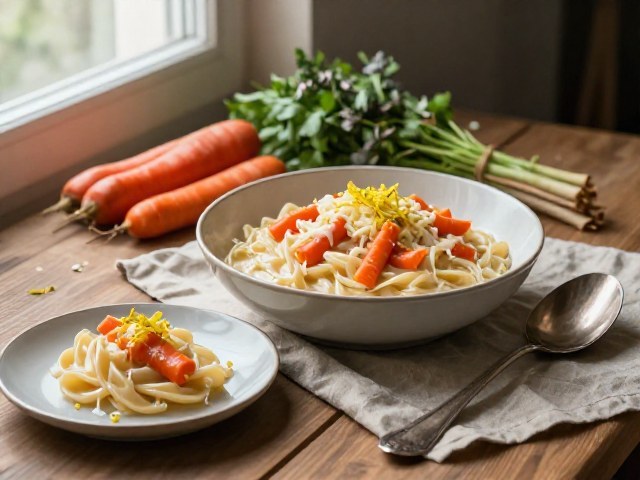 Pâtes Crémeuses aux Carottes et au Fromage de Montagne