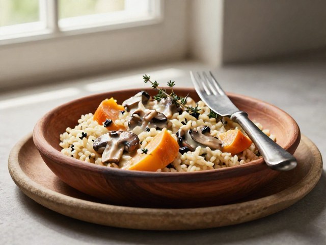 Riz Crémeux aux Champignons et à la Courge Butternut