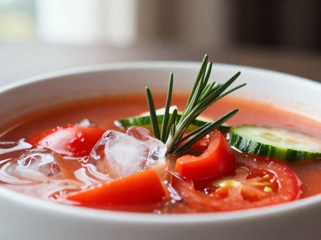 Soupe froide de tomates et poivrons rouges
