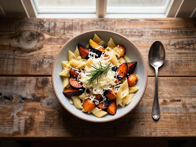 Bol de Pâtes Nordiques aux Légumes et au Fromage Doux