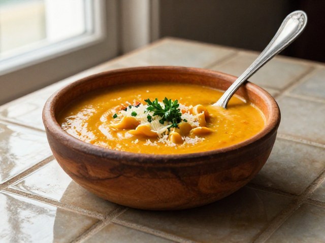 Velouté de Potiron et Pâtes au Fromage Doux