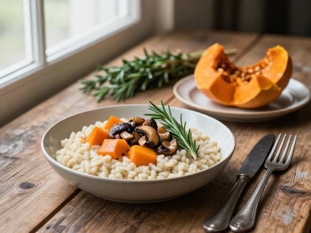 Riz Crémeux aux Champignons et au Potiron