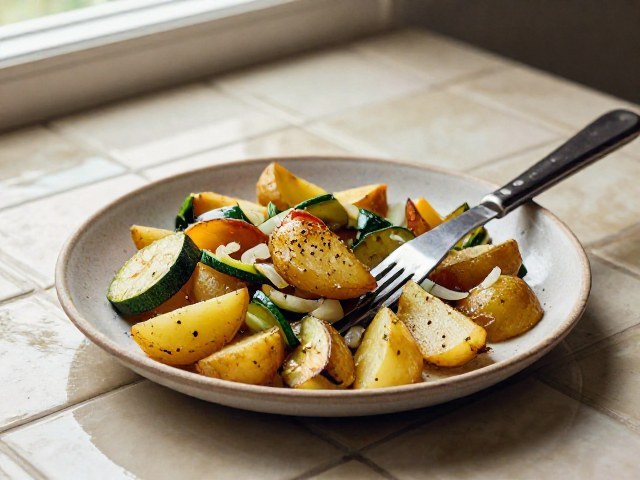 Pommes de Terre et Courgettes Sautées aux Oignons